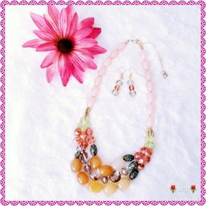 ⬇️$150 Necklace & Earrings Set Gemstones Beads